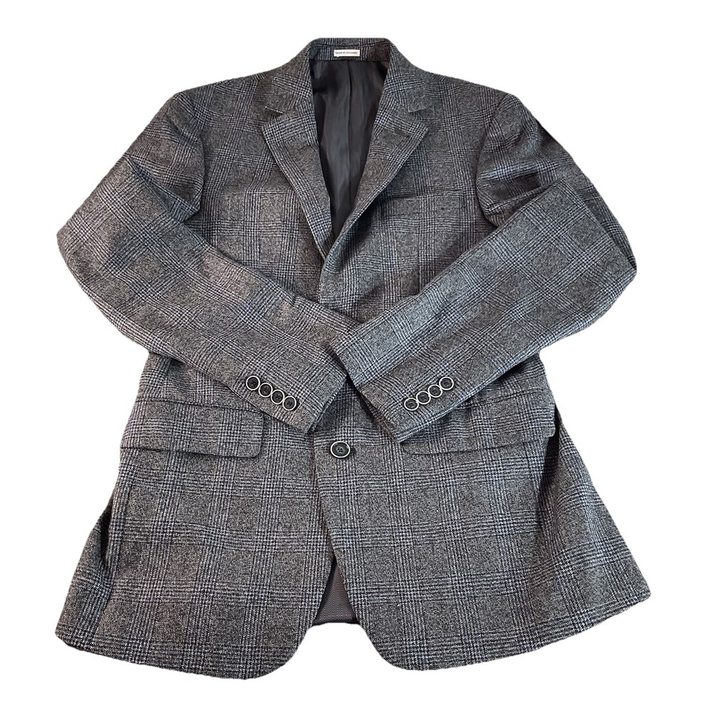 Joseph Abboud Heritage Blazer Mens 36R Grey Wool Excellent Zignone Plaid Jacket